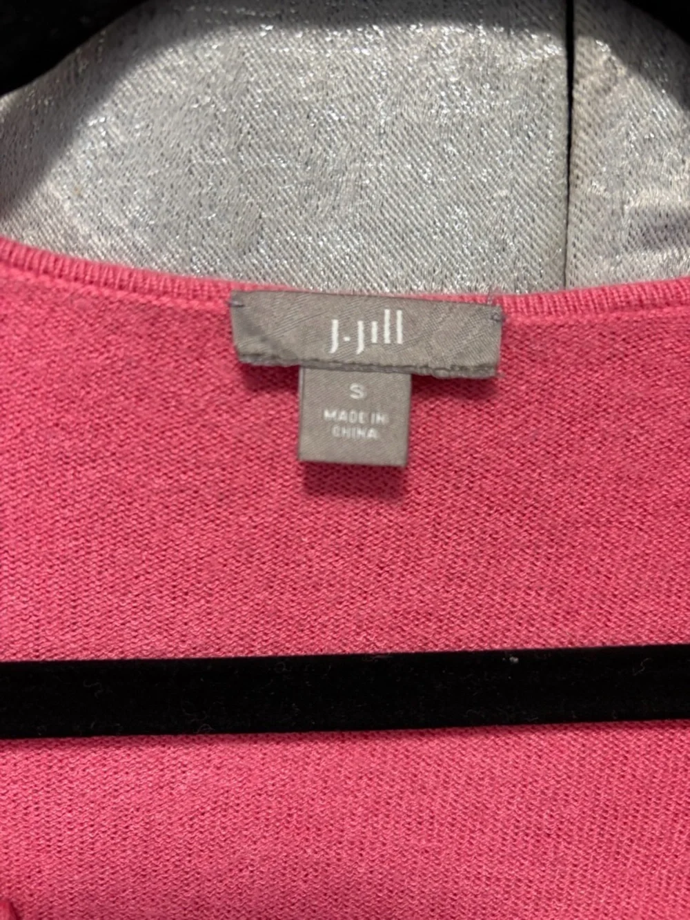 J. Jill Pink Red Black Open-Front Colorblock Cardigan